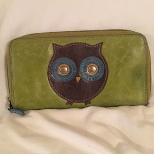 Leather Fossil Owl Wallet
